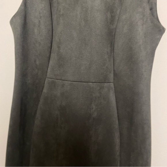 NWT  Calvin Klein Elegant Olive Green Suede Sheath Sleeveless Midi Dress Sz 8 - Picture 7 of 15